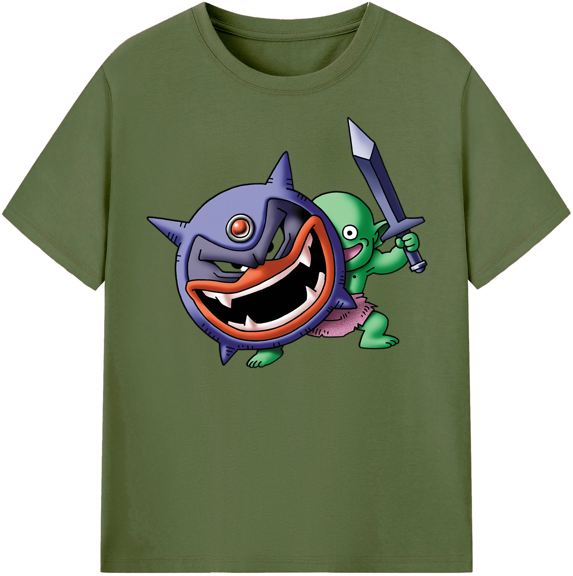 （画像用） ドラゴンクエスト Doragon Kuesuto Dragon Quest 綿100％半袖Tシャツ（フロントプリント）